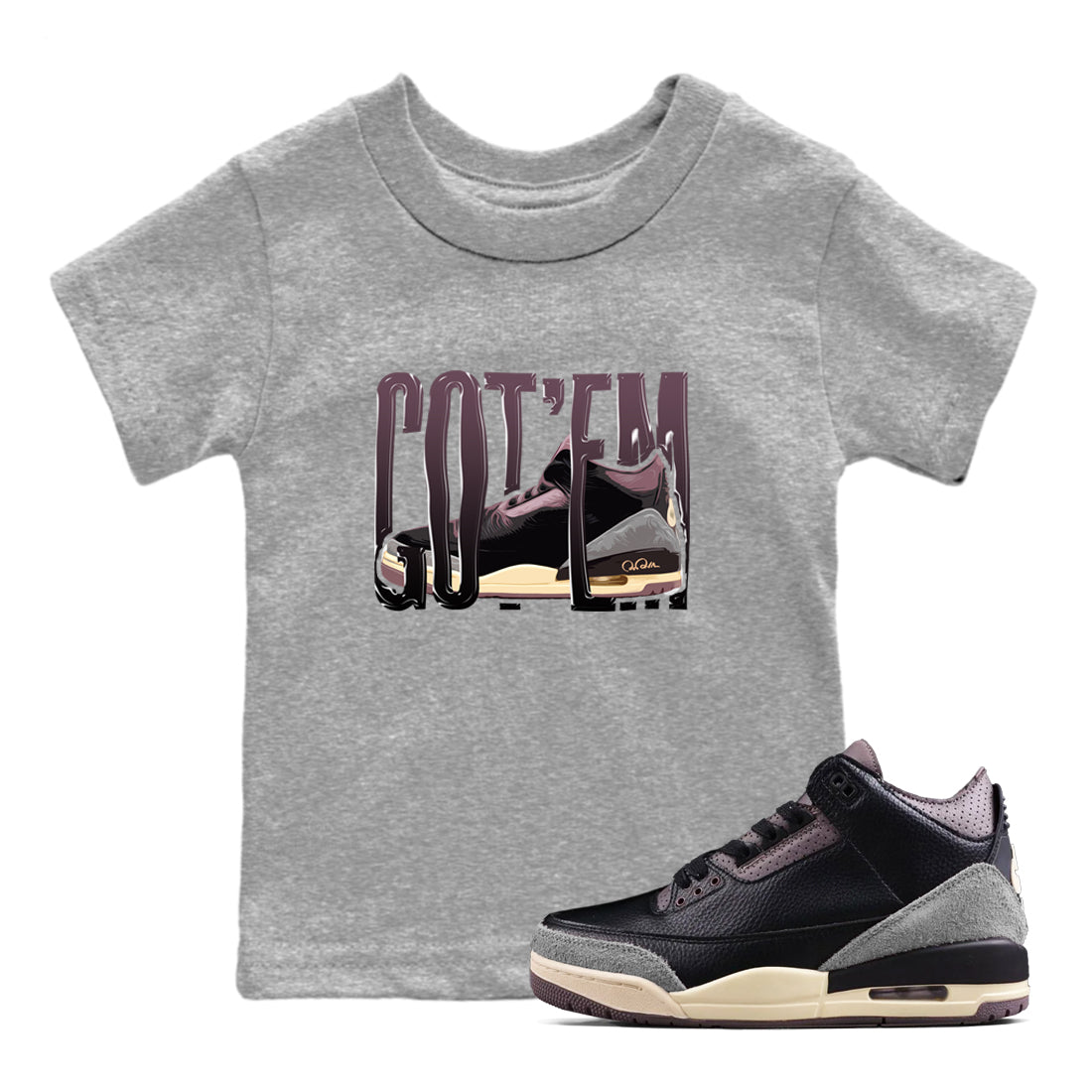 Wiggling Gotem snkmatch Tees Kids - Air Jordan 3 A Ma Maniere x Black