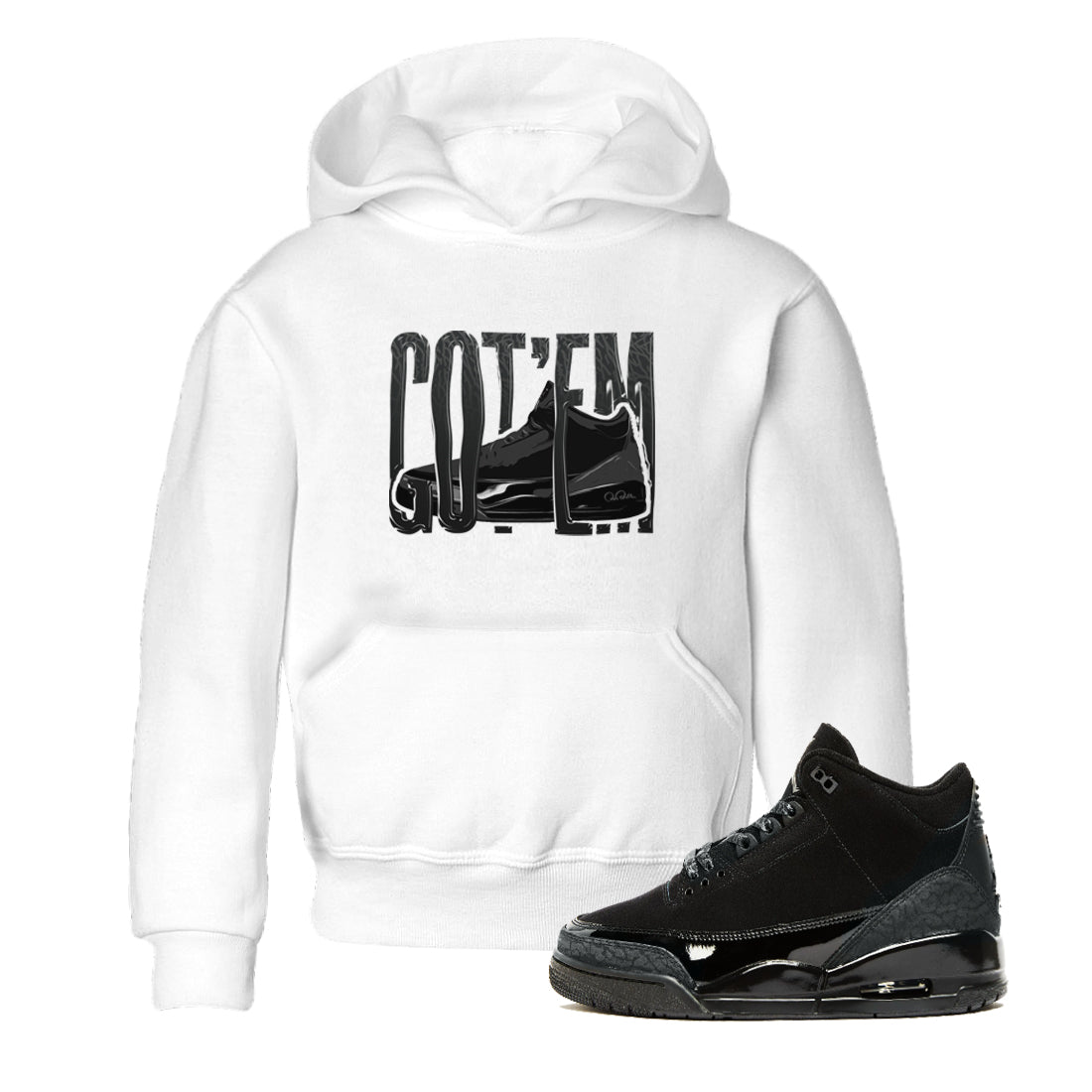 Wiggling Gotem snkmatch Tees Kids - Air Jordan 3 Black Cat