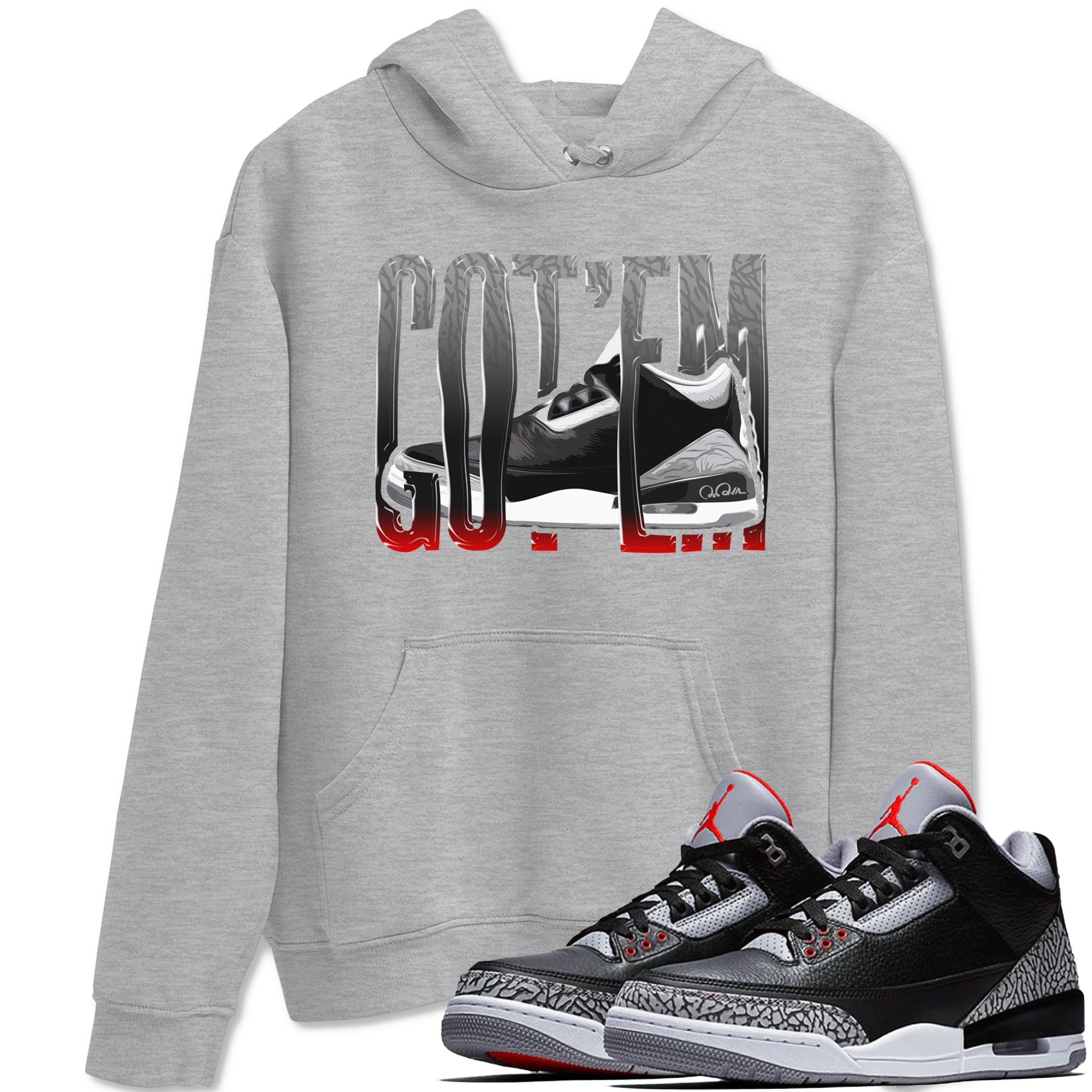 Wiggling Gotem snkmatch Tees - Air Jordan 3 Black Cement