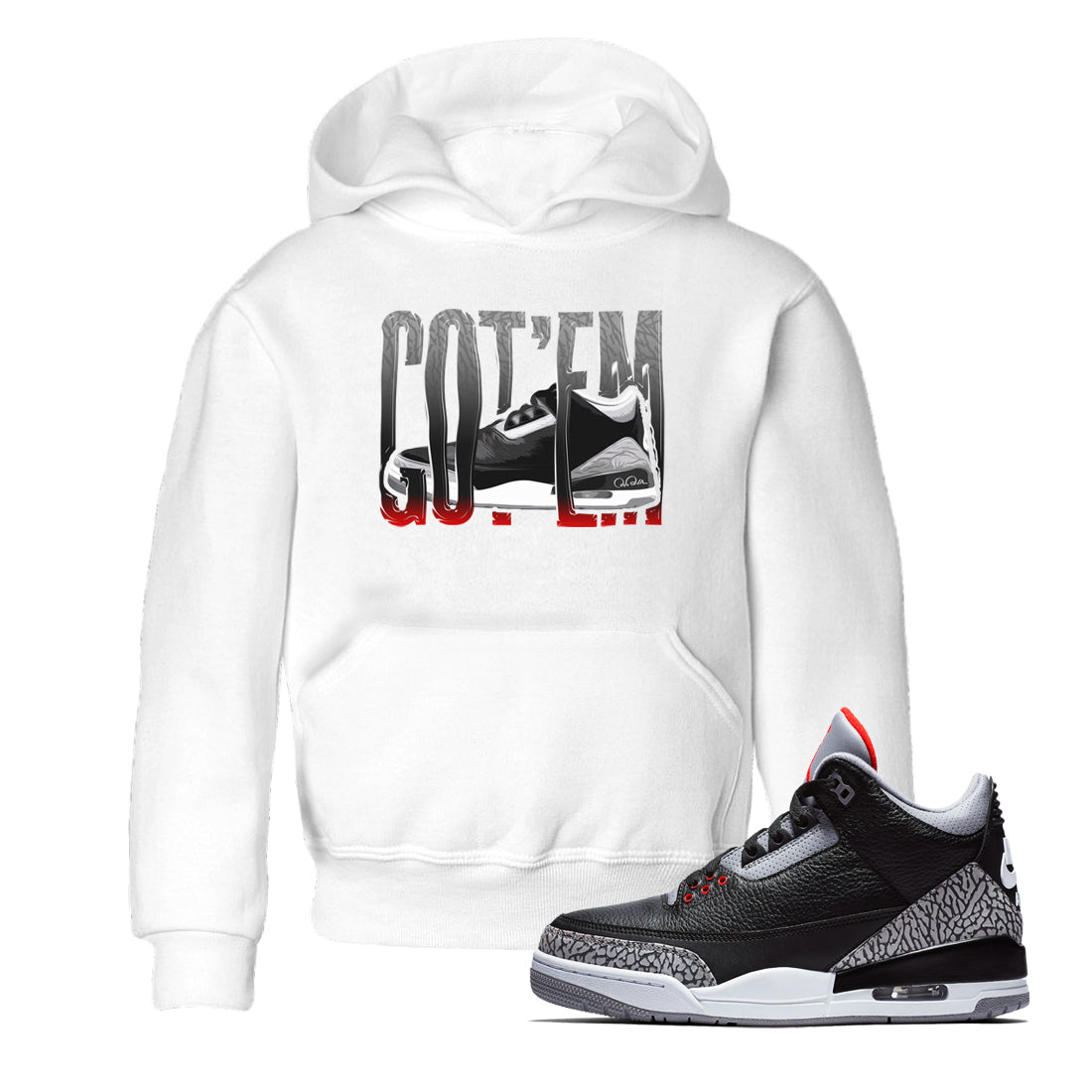 Wiggling Gotem snkmatch Tees Kids - Air Jordan 3 Black Cement