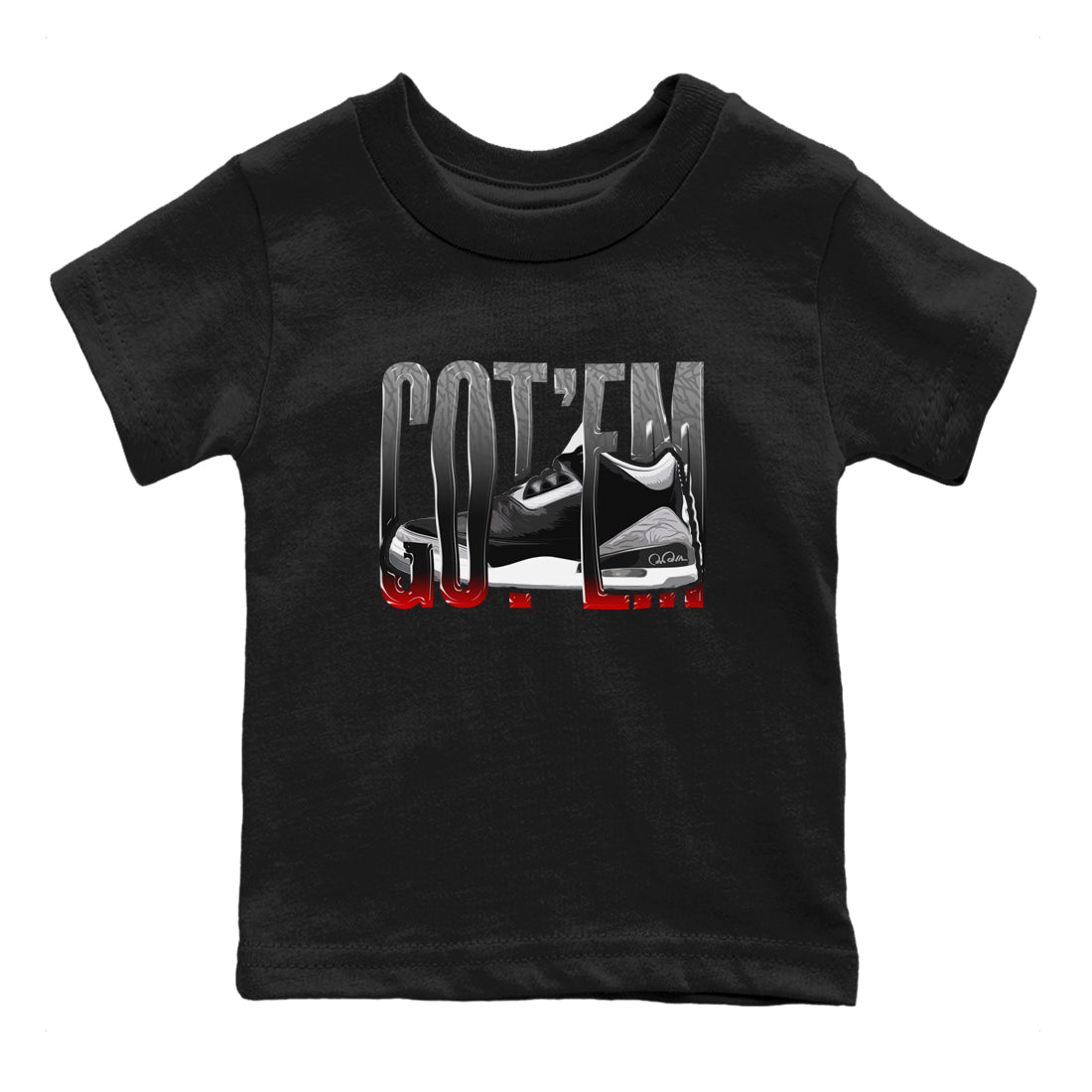 Wiggling Gotem snkmatch Tees Kids - Air Jordan 3 Black Cement