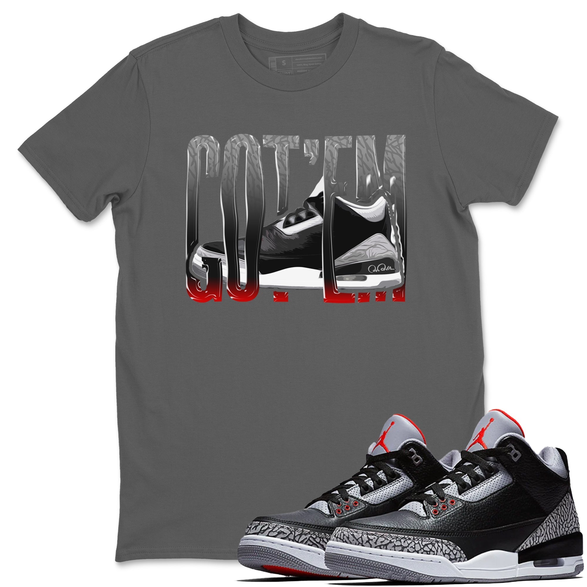 Wiggling Gotem snkmatch Tees - Air Jordan 3 Black Cement