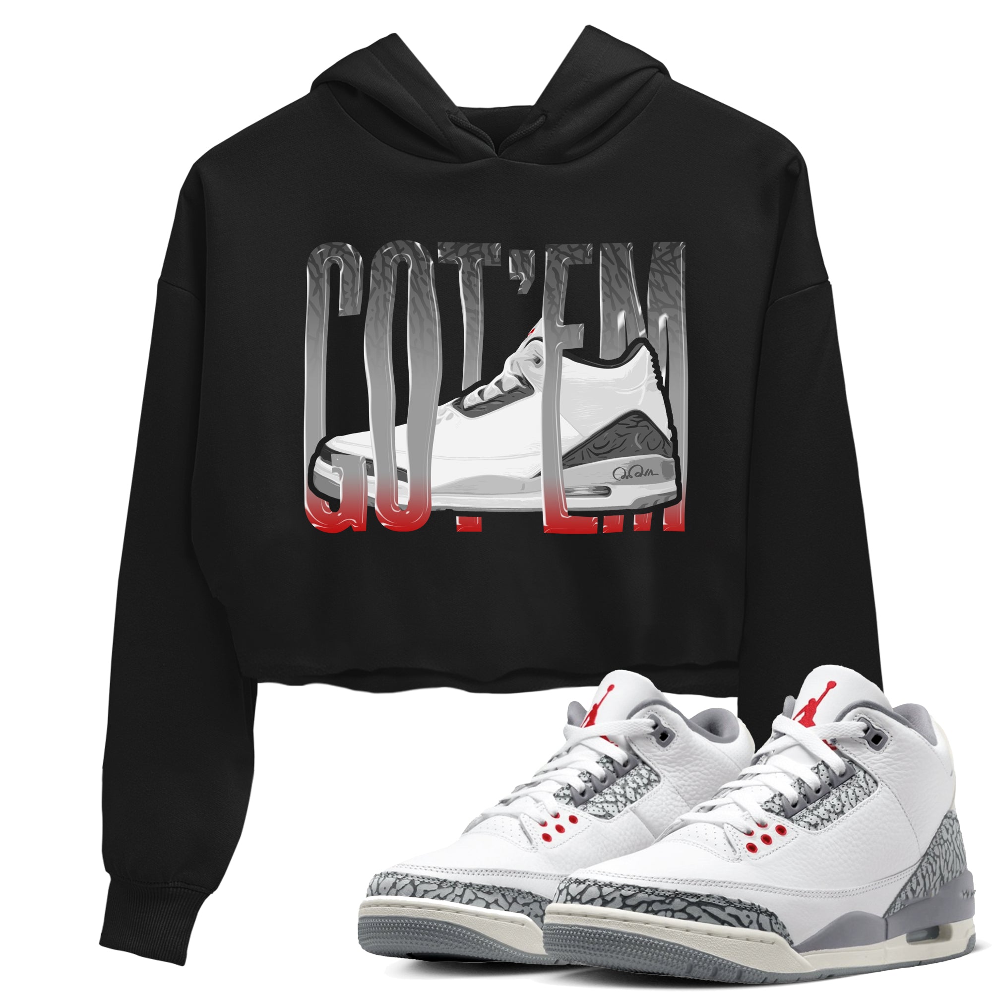 Wiggling Gotem snkmatch Women's Top - Air Jordan 3 Cement Grey
