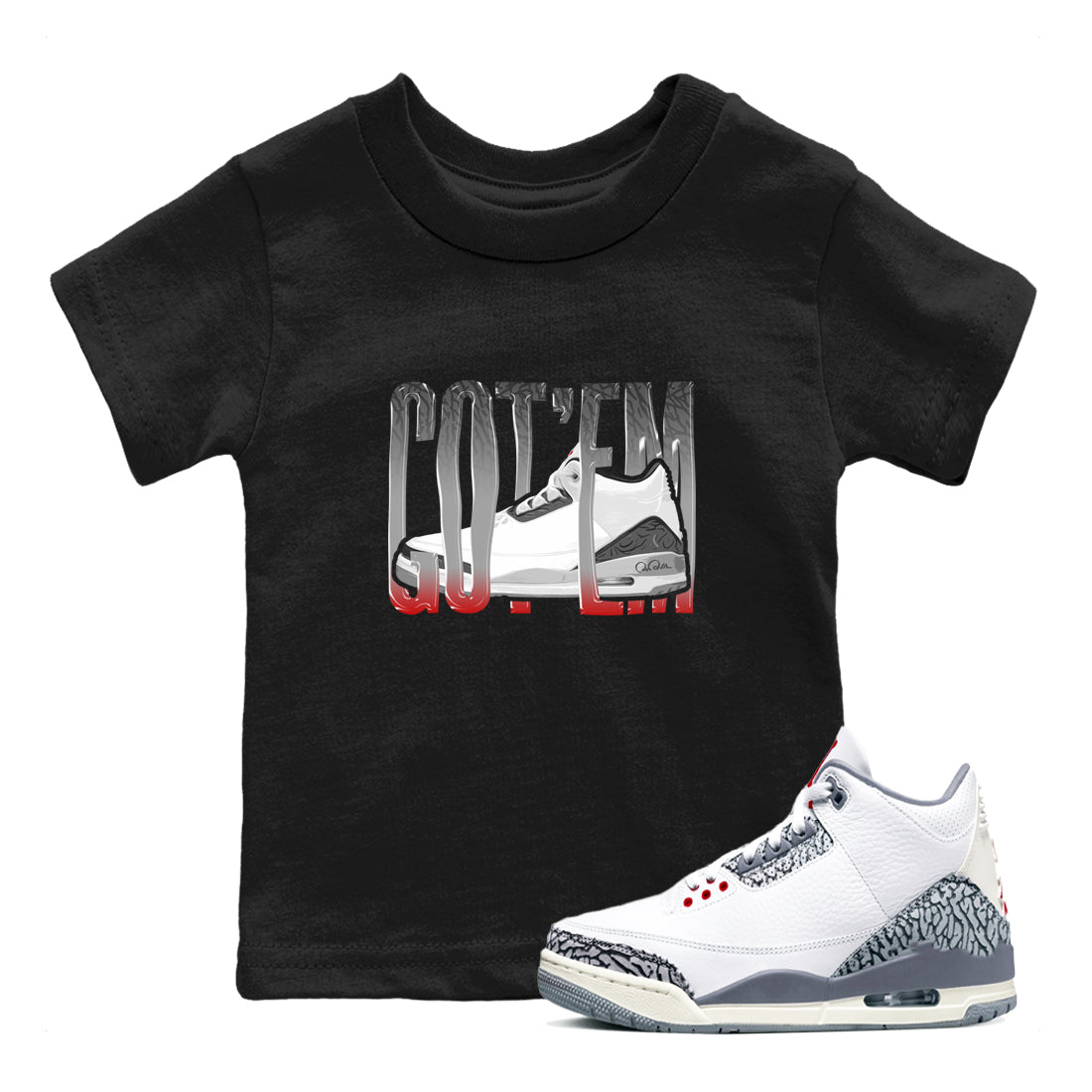 Wiggling Gotem snkmatch Tees Kids - Air Jordan 3 Cement Grey
