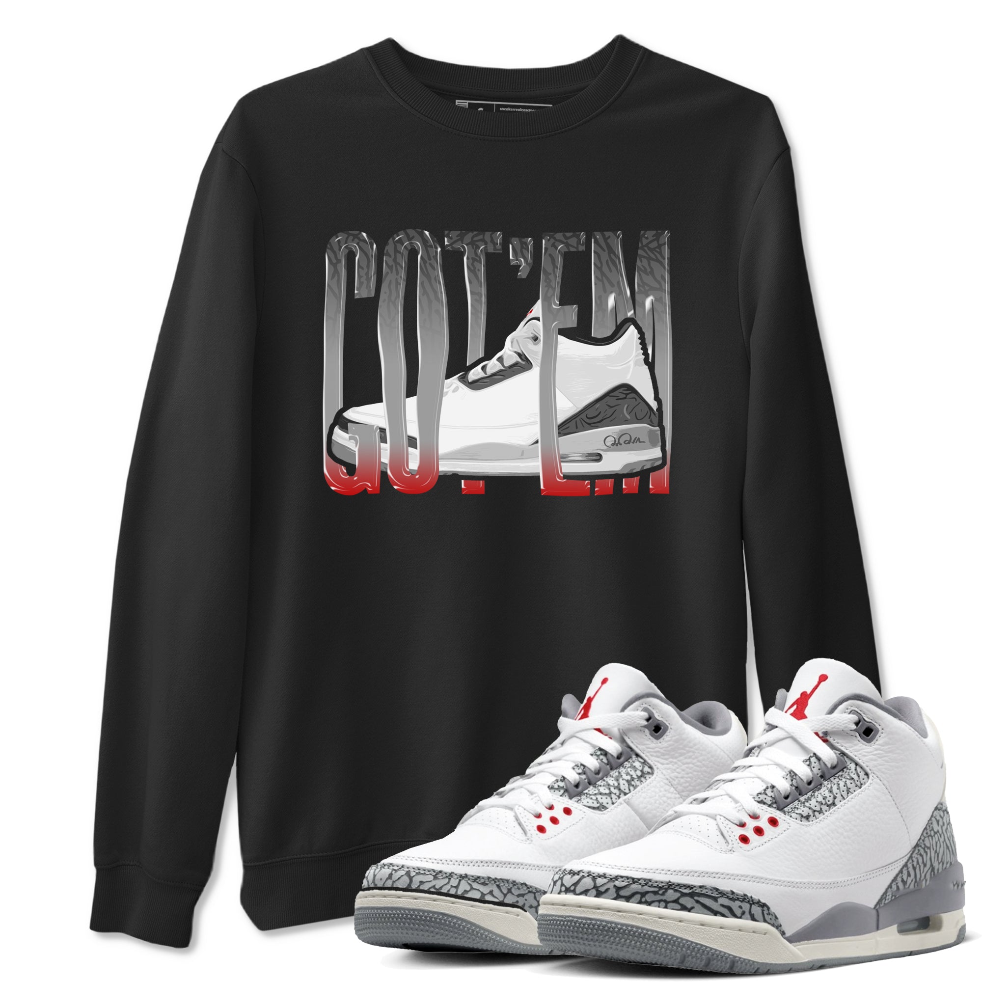 Wiggling Gotem snkmatch Tees - Air Jordan 3 Cement Grey