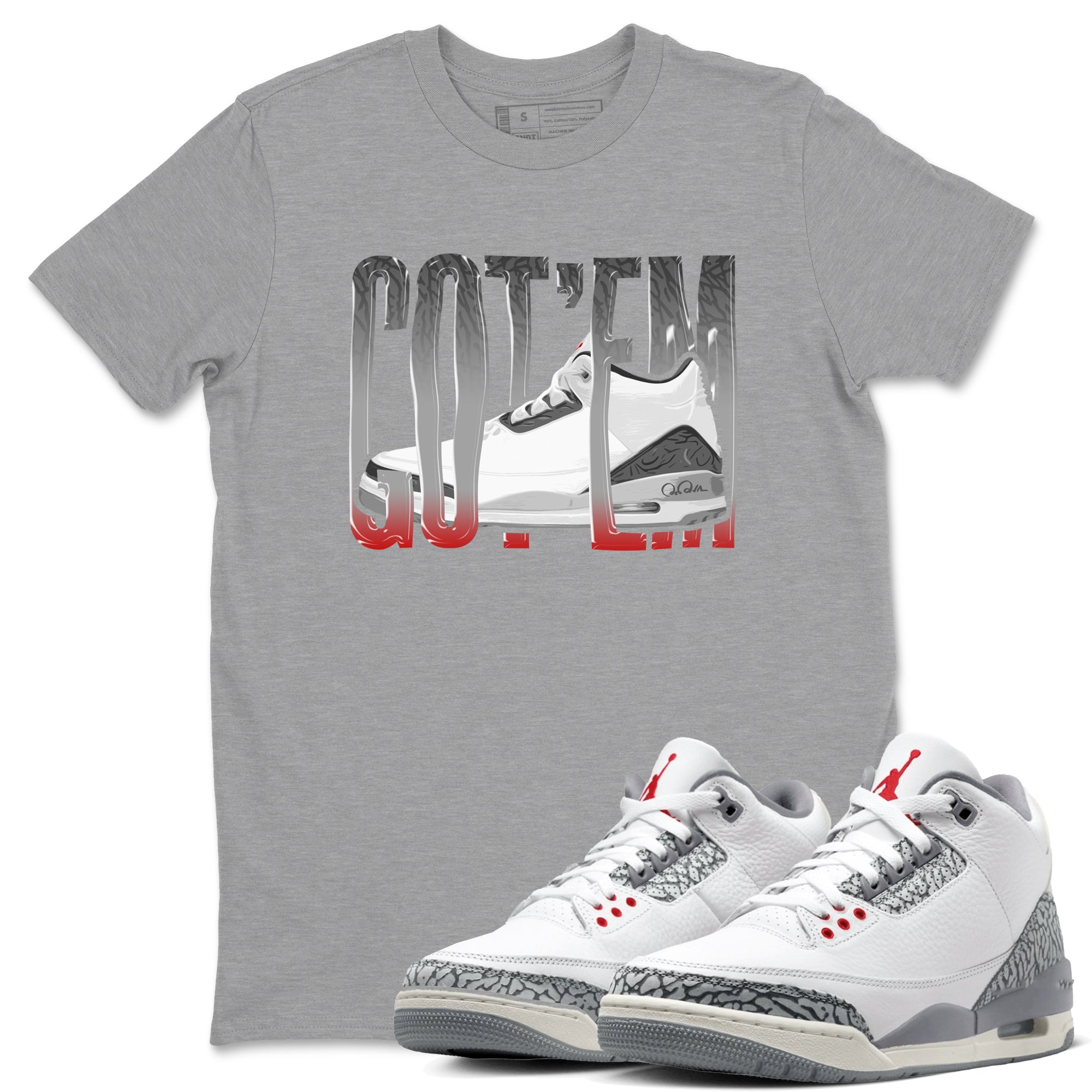 Wiggling Gotem snkmatch Tees - Air Jordan 3 Cement Grey