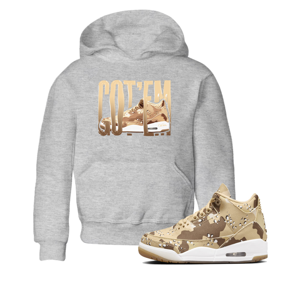 Wiggling Gotem snkmatch Tees Kids - Air Jordan 3 Desert Camo
