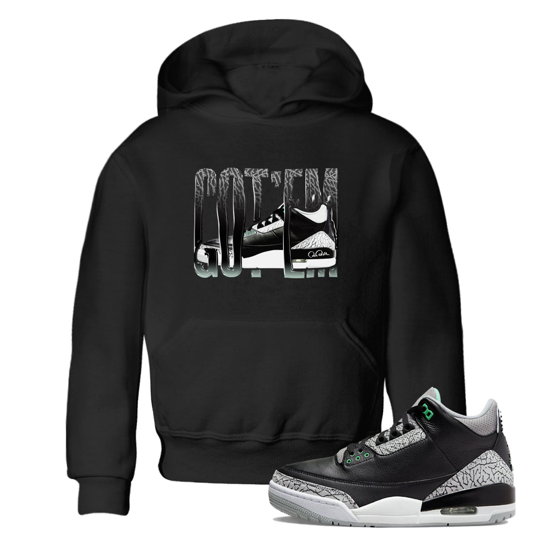 Wiggling Gotem snkmatch Tees Kids - Air Jordan 3 Green Glow