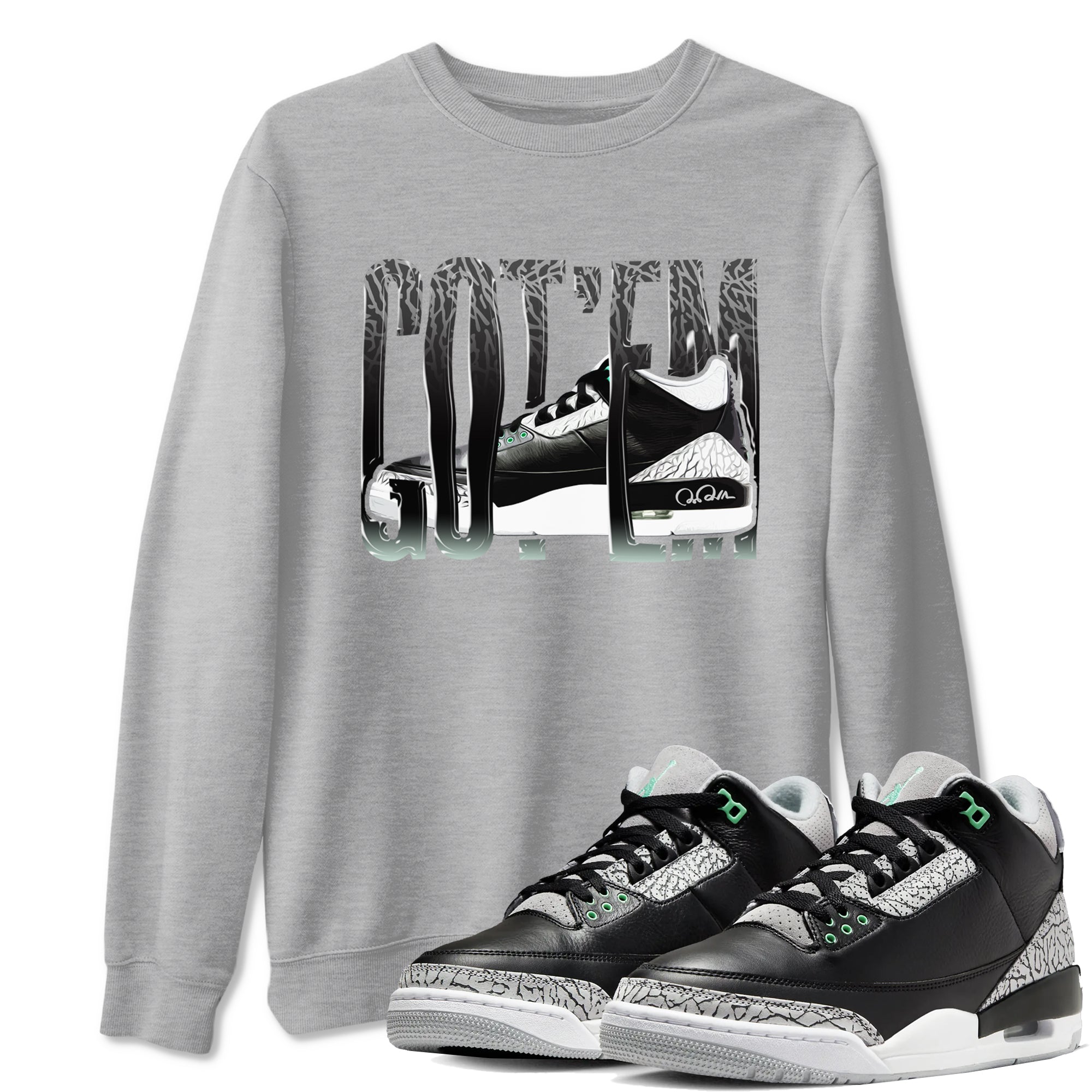Wiggling Gotem snkmatch Tees - Air Jordan 3 Green Glow