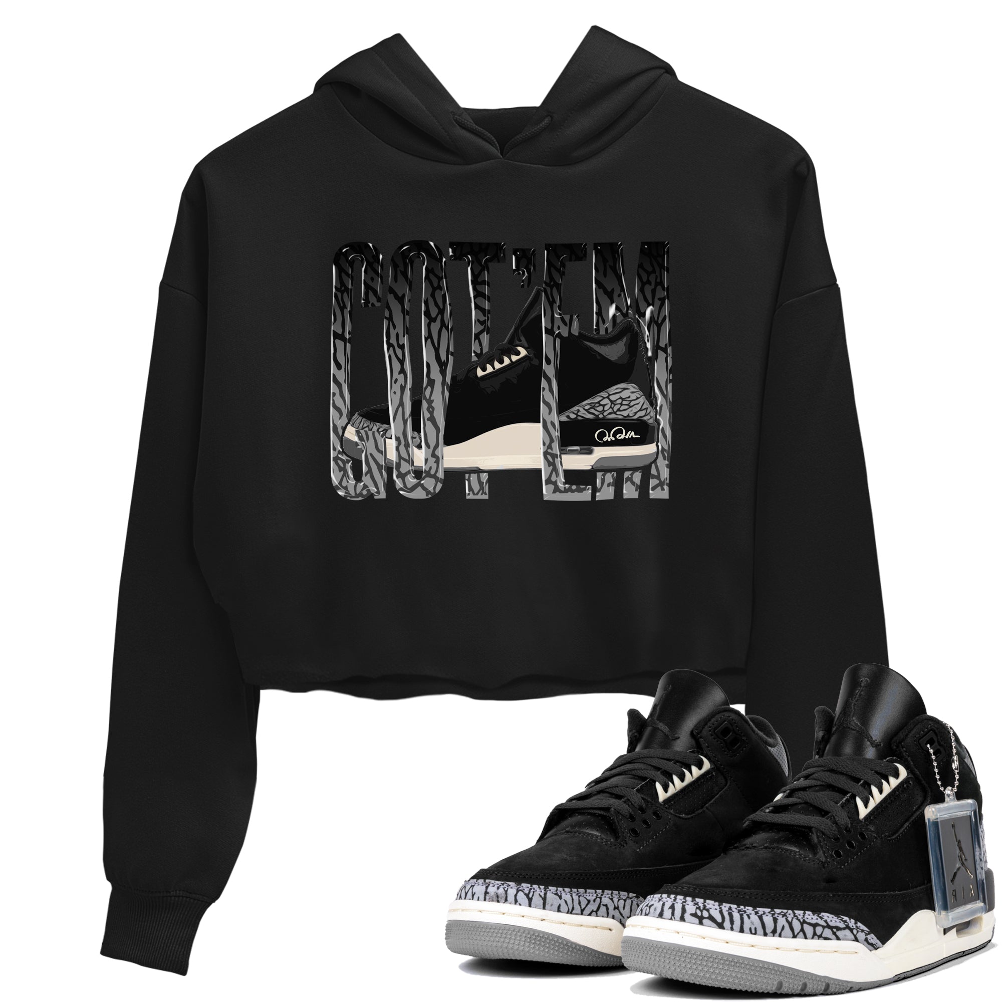 Wiggling Gotem snkmatch Women's Top - Air Jordan 3 Off Noir