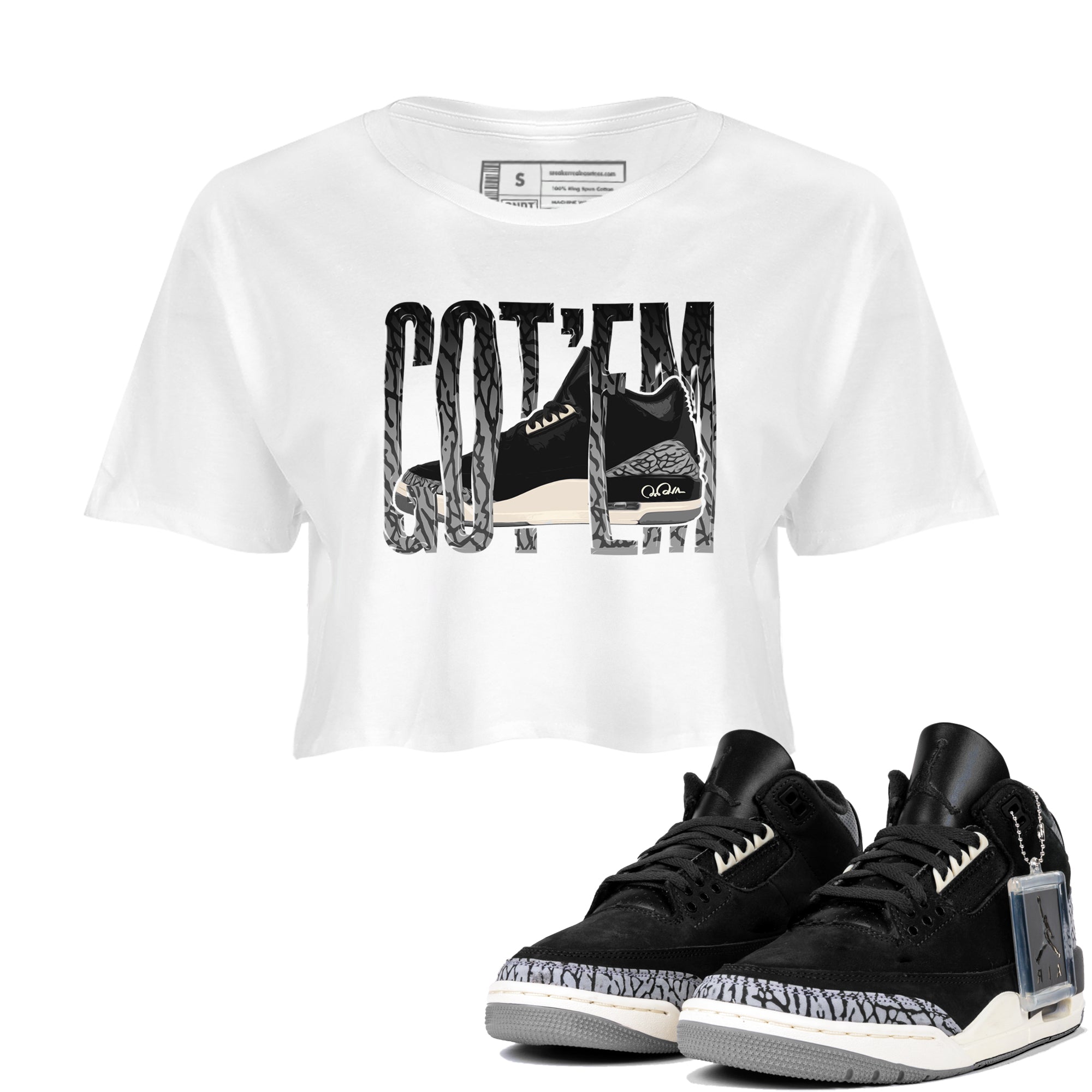 Wiggling Gotem snkmatch Women's Top - Air Jordan 3 Off Noir