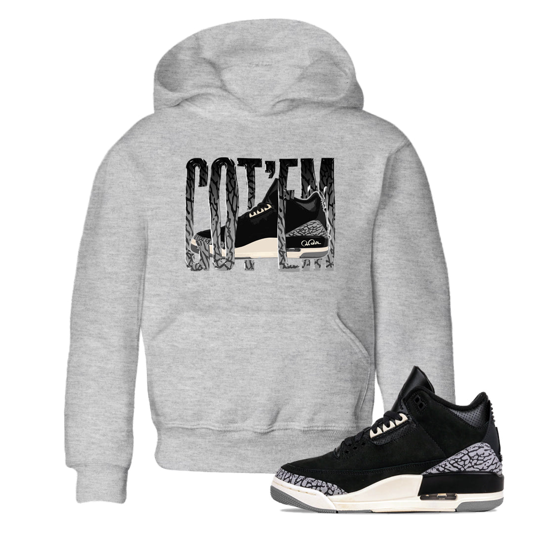 Wiggling Gotem snkmatch Tee Kids - Air Jordan 3 Off Noir