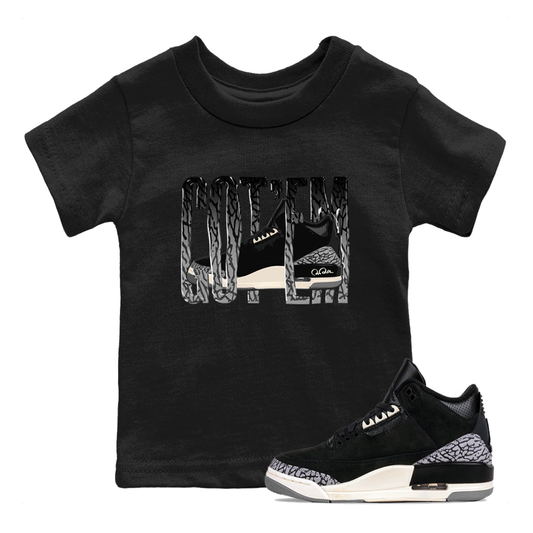 Wiggling Gotem snkmatch Tee Kids - Air Jordan 3 Off Noir