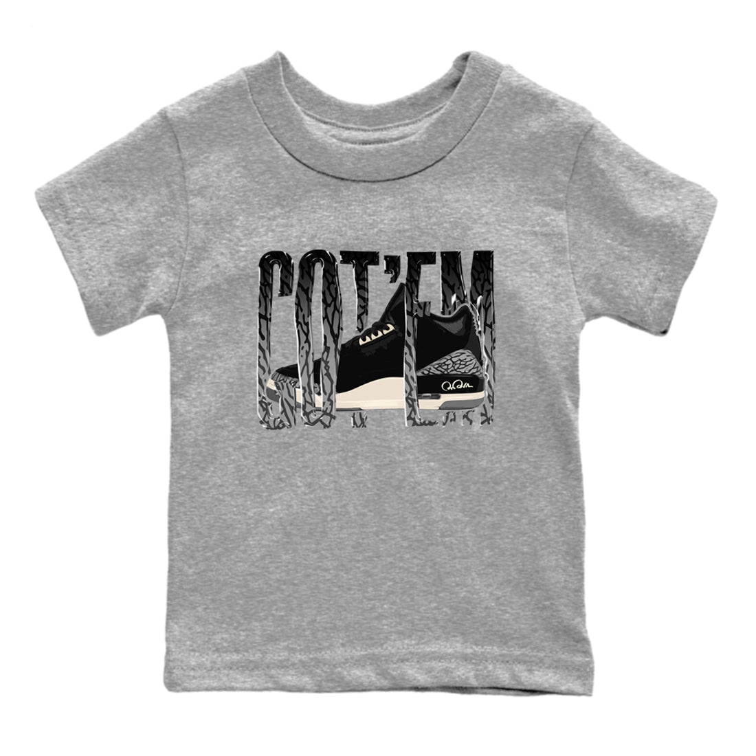 Wiggling Gotem snkmatch Tee Kids - Air Jordan 3 Off Noir
