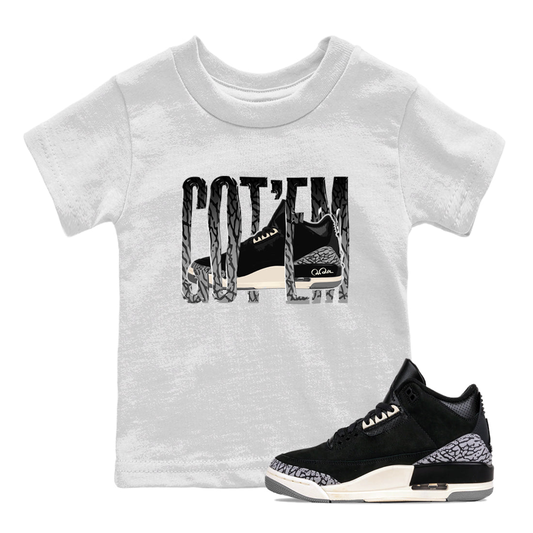 Wiggling Gotem snkmatch Tee Kids - Air Jordan 3 Off Noir