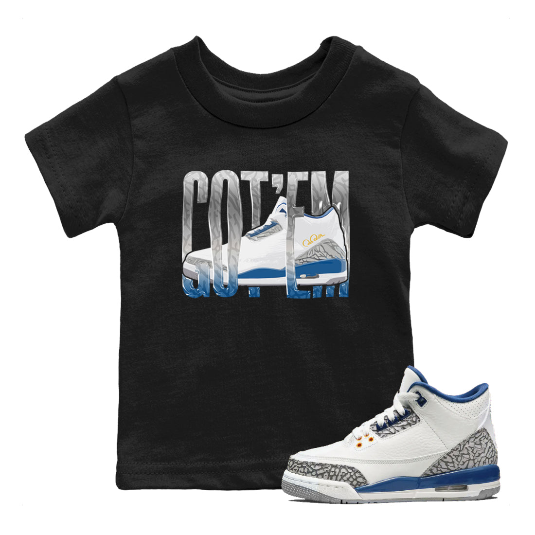 Wiggling Gotem Kids Tops - Air Jordan 3 Wizards