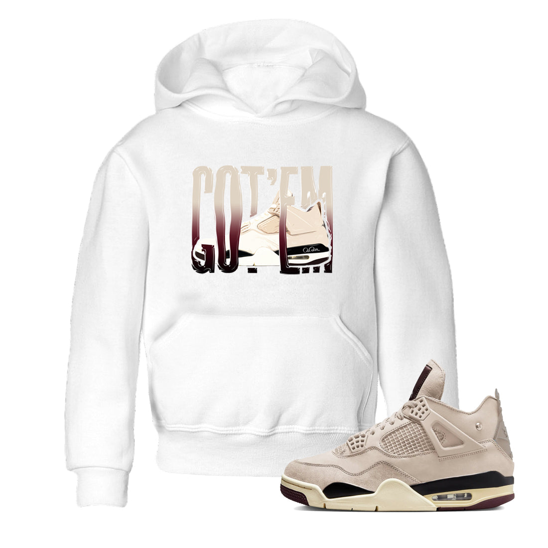 Wiggling Gotem snkmatch Tees Kids - Air Jordan 4 A Ma Maniere x Fossil Stone