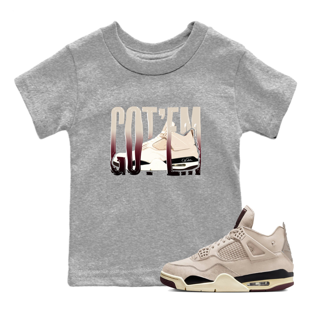 Wiggling Gotem snkmatch Tees Kids - Air Jordan 4 A Ma Maniere x Fossil Stone