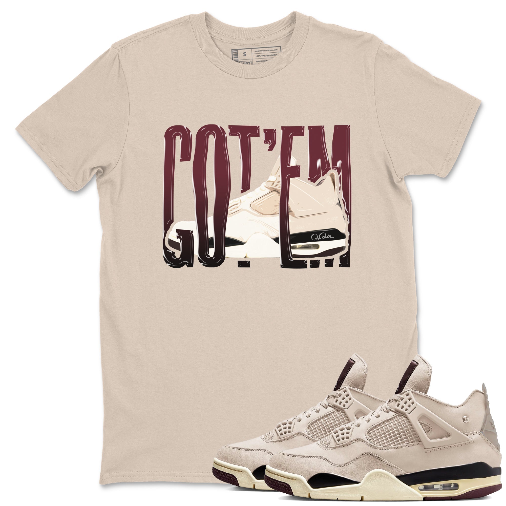 Wiggling Gotem snkmatch Tees - Air Jordan 4 A Ma Maniere x Fossil Stone