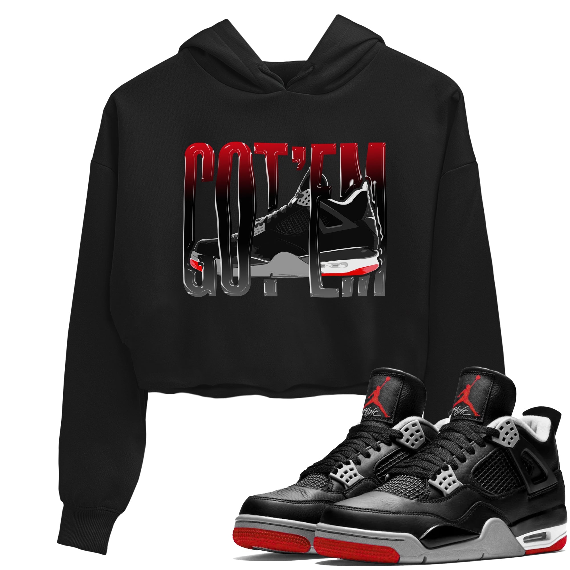 Wiggling Gotem snkmatch Women's Top - Air Jordan 4 Bred Reimagined