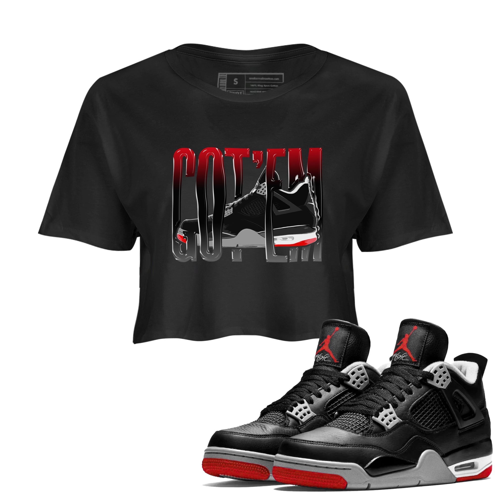 Wiggling Gotem snkmatch Women's Top - Air Jordan 4 Bred Reimagined