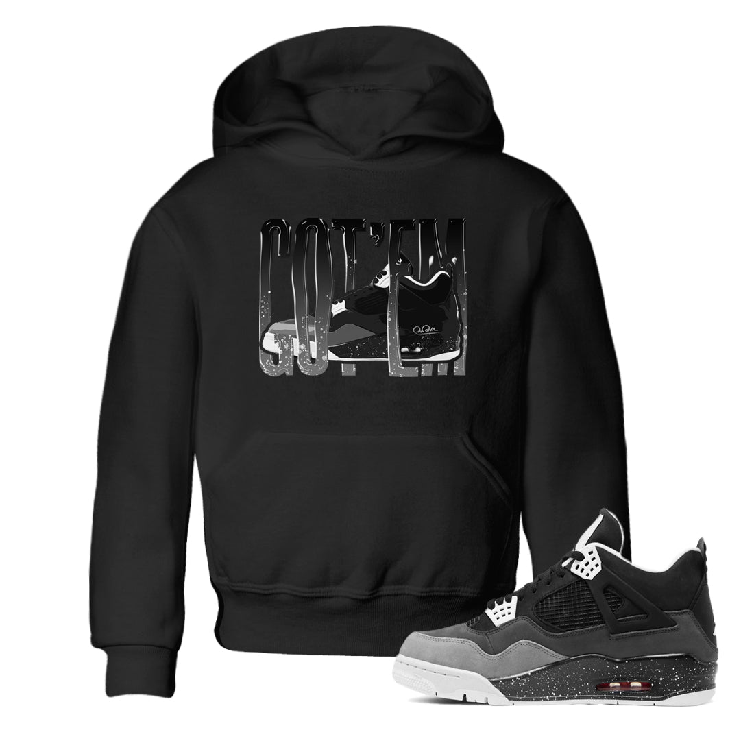 Wiggling Gotem snkmatch Tees Kids - Air Jordan 4 Fear
