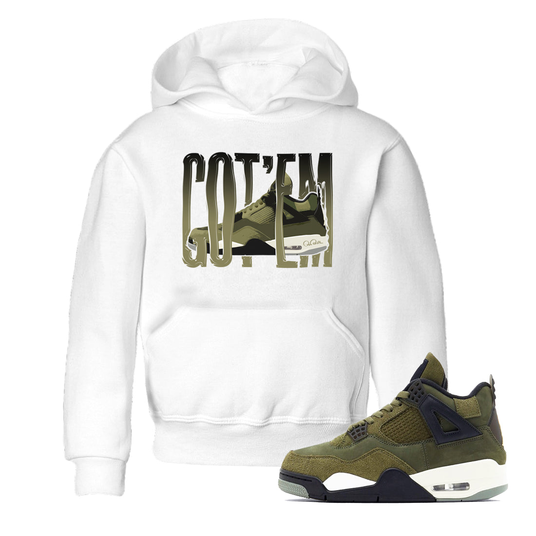 Wiggling Gotem snkmatch Tee Kids - Air Jordan 4 Medium Olive