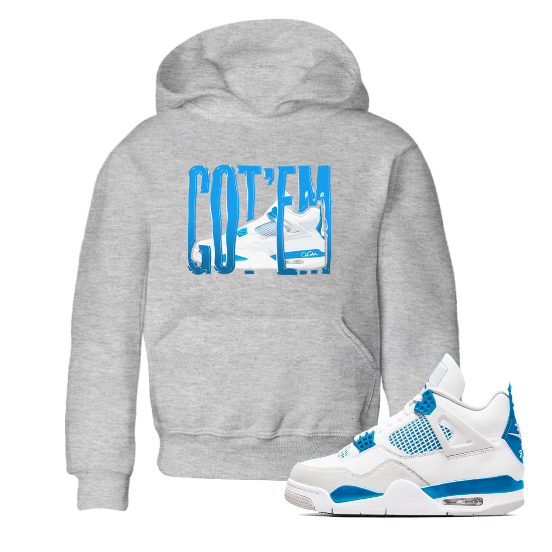 Wiggling Gotem snkmatch Tees Kids - Air Jordan 4 Military Blue