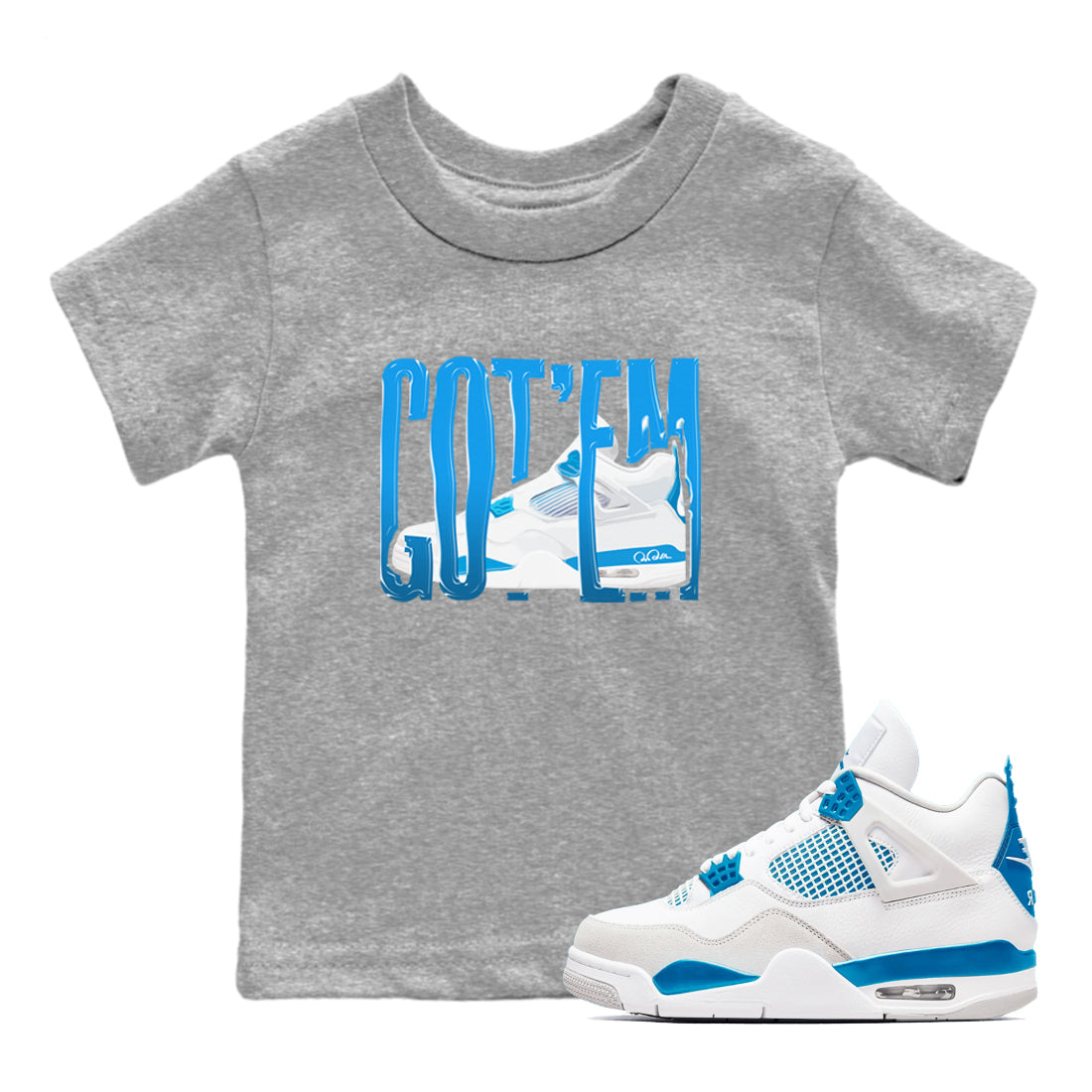 Wiggling Gotem snkmatch Tees Kids - Air Jordan 4 Military Blue