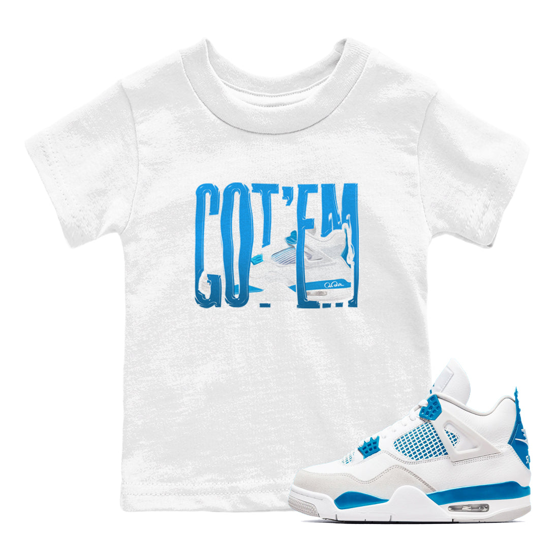 Wiggling Gotem snkmatch Tees Kids - Air Jordan 4 Military Blue
