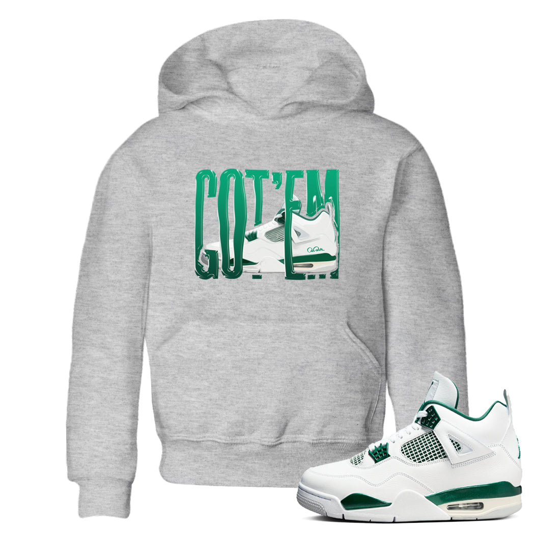 Wiggling Gotem snkmatch Tees Kids - Air Jordan 4 Oxidized Green