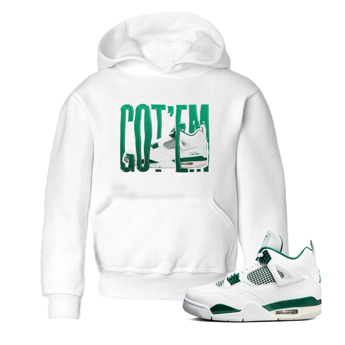 Wiggling Gotem snkmatch Tees Kids - Air Jordan 4 Oxidized Green