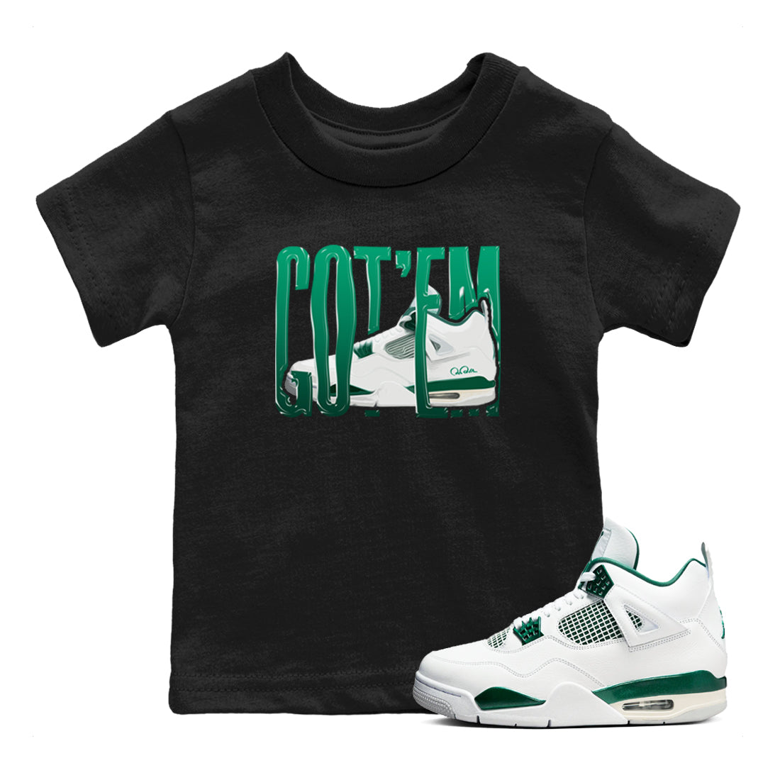 Wiggling Gotem snkmatch Tees Kids - Air Jordan 4 Oxidized Green