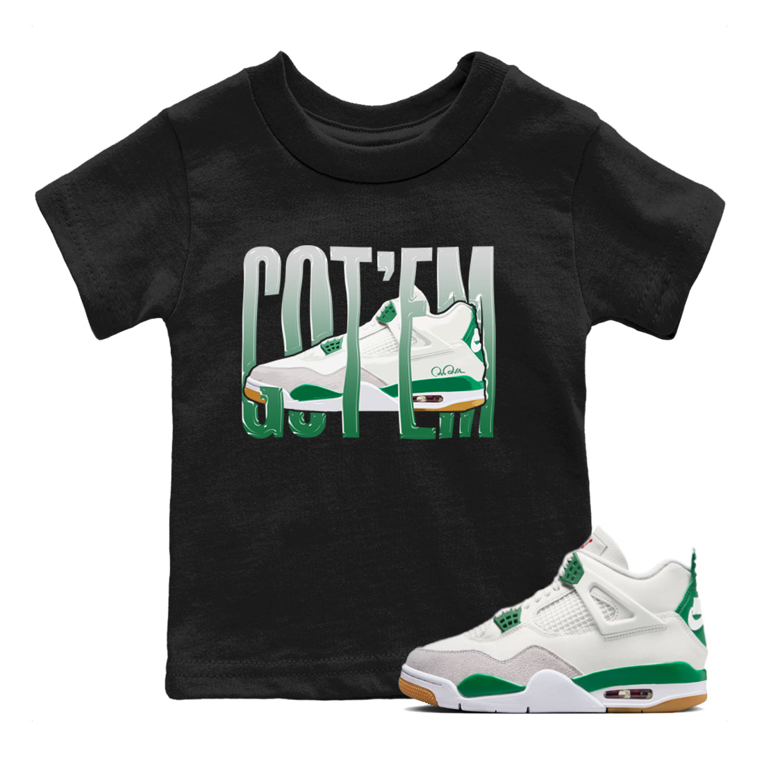 Wiggling Gotem Kids Tops - Air Jordan 4 Pine Green