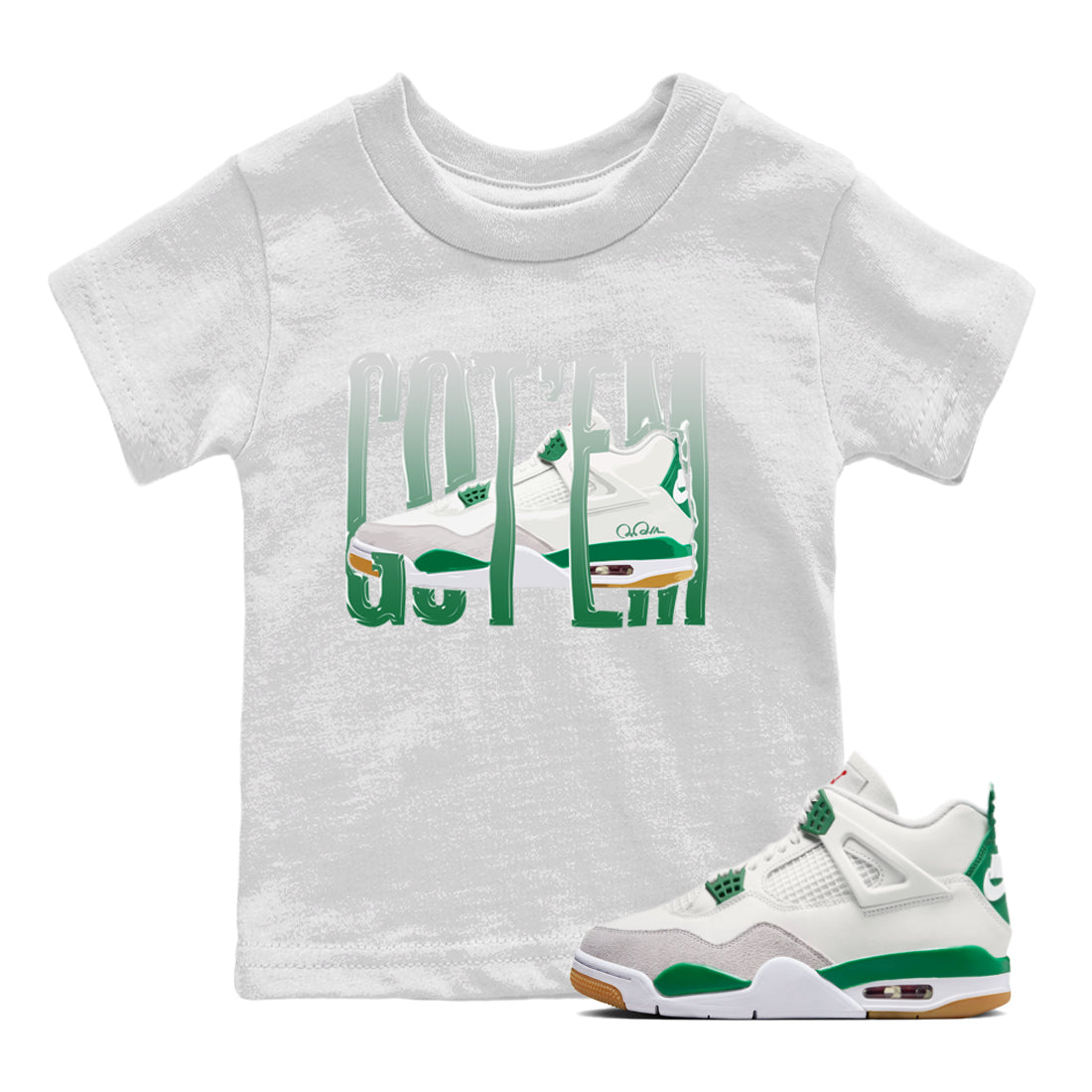 Wiggling Gotem Kids Tops - Air Jordan 4 Pine Green