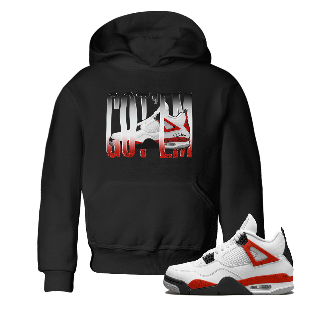 Wiggling Gotem Kids Tops - Air Jordan 4 Red Cement