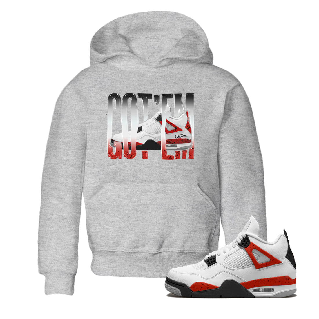 Wiggling Gotem Kids Tops - Air Jordan 4 Red Cement