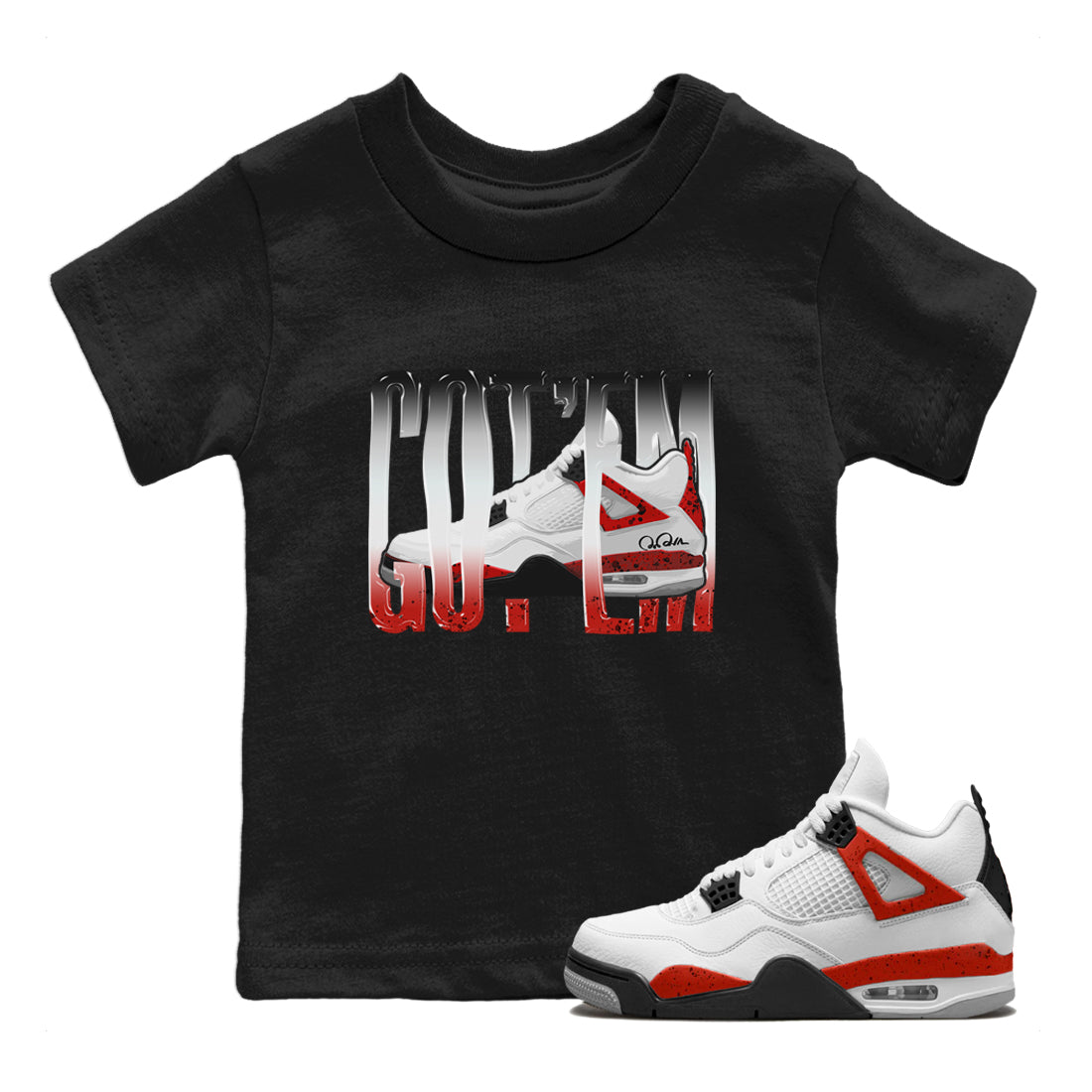 Wiggling Gotem Kids Tops - Air Jordan 4 Red Cement