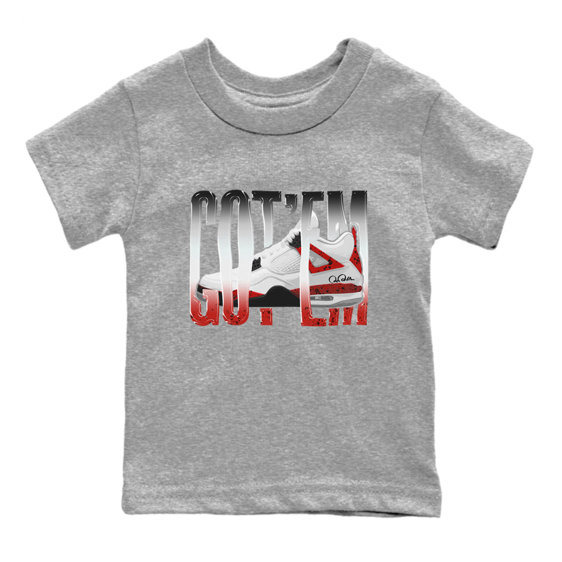 Wiggling Gotem Kids Tops - Air Jordan 4 Red Cement
