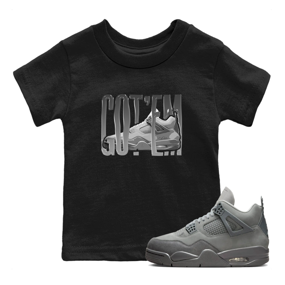 Wiggling Gotem snkmatch Tees Kids - Air Jordan 4 Wet Cement