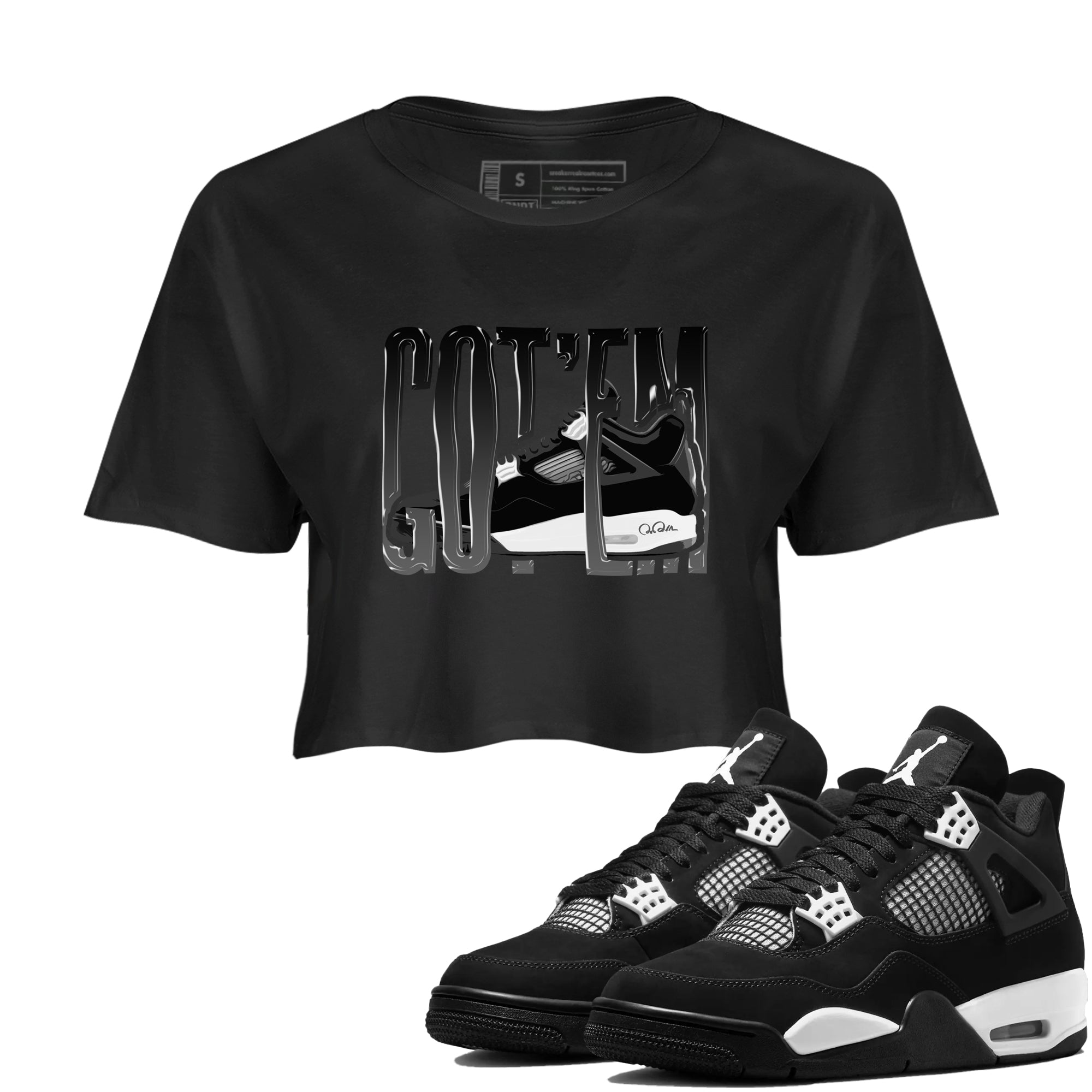 Wiggling Gotem snkmatch Women's Top - Air Jordan 4 White Thunder