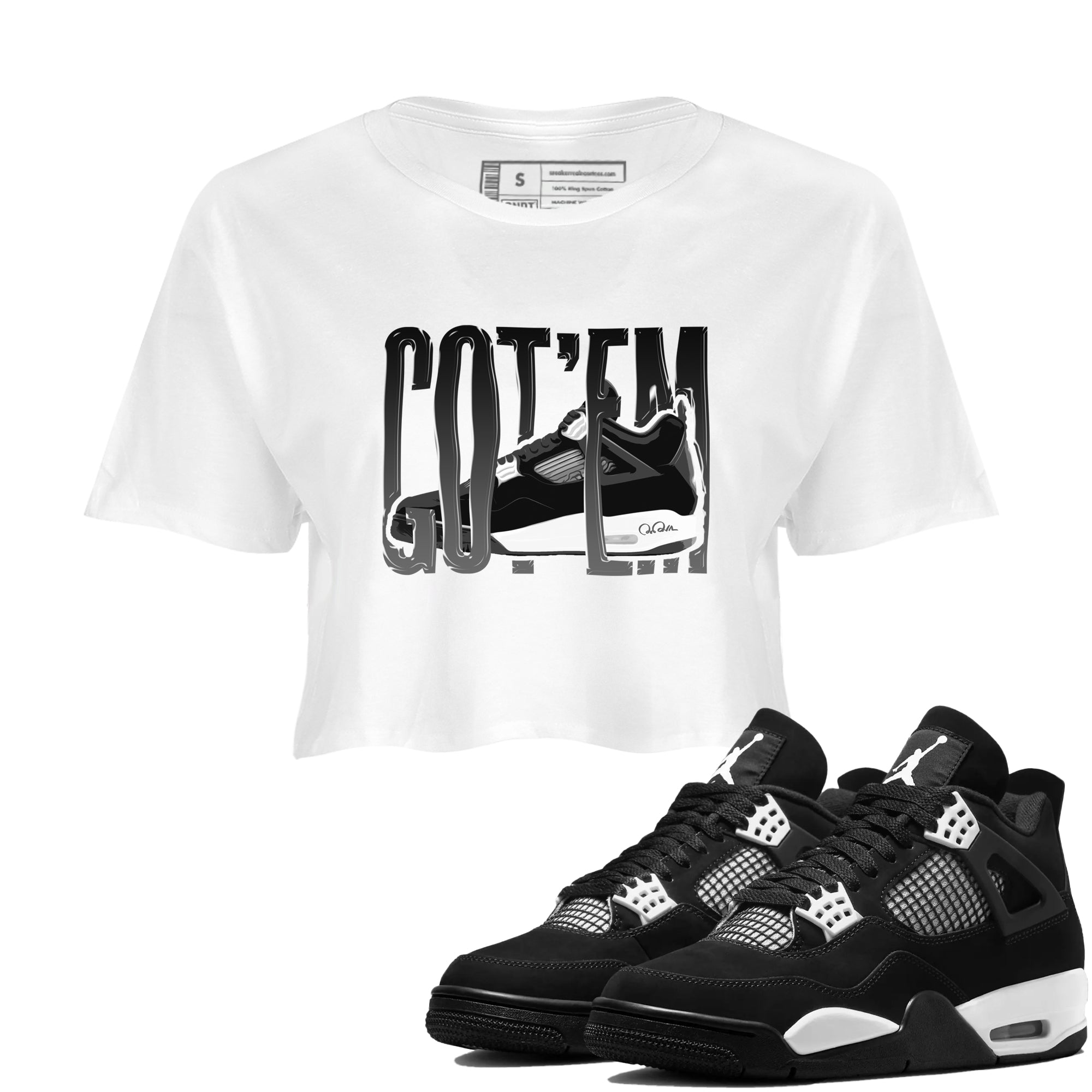 Wiggling Gotem snkmatch Women's Top - Air Jordan 4 White Thunder