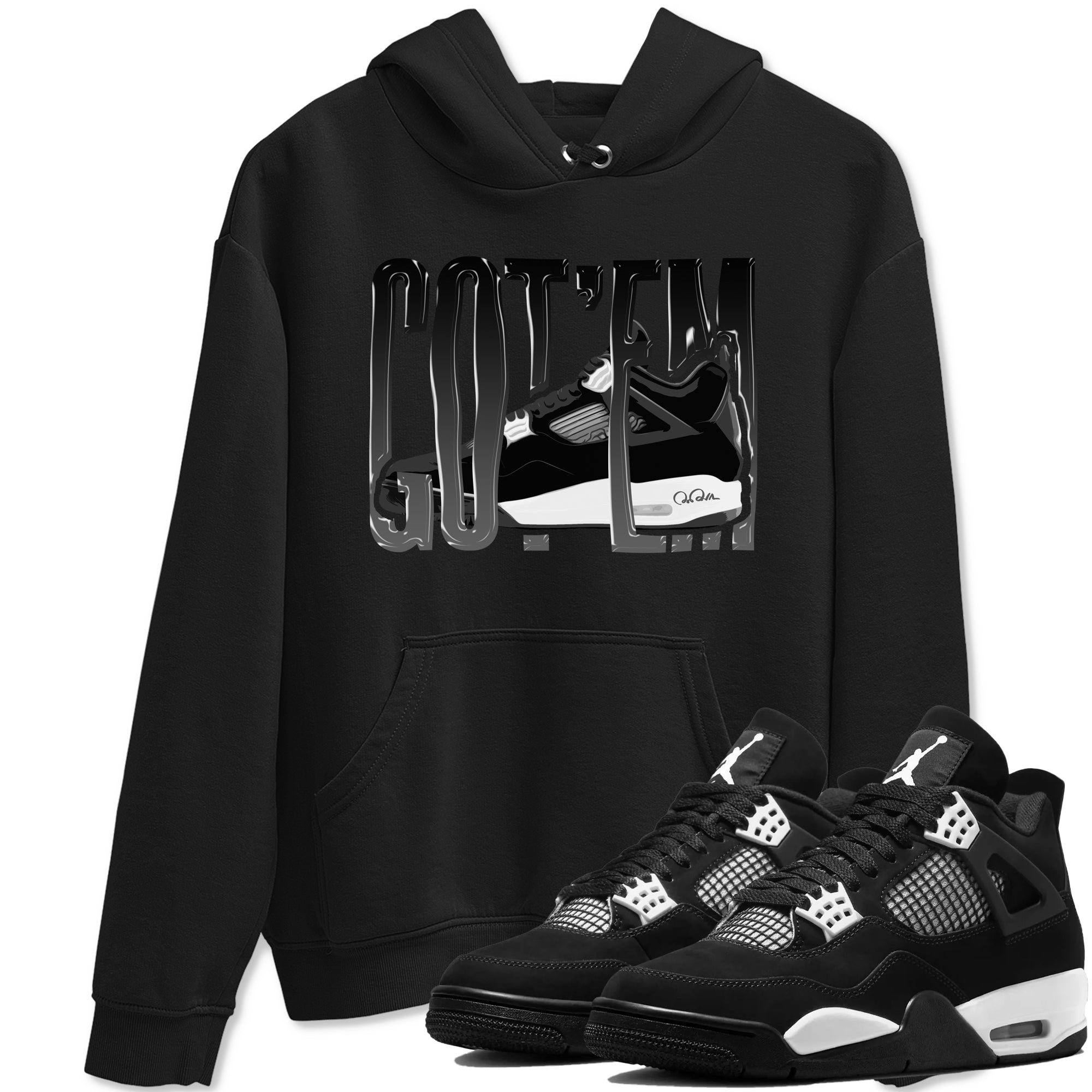 Wiggling Gotem snkmatch Tees - Air Jordan 4 White Thunder