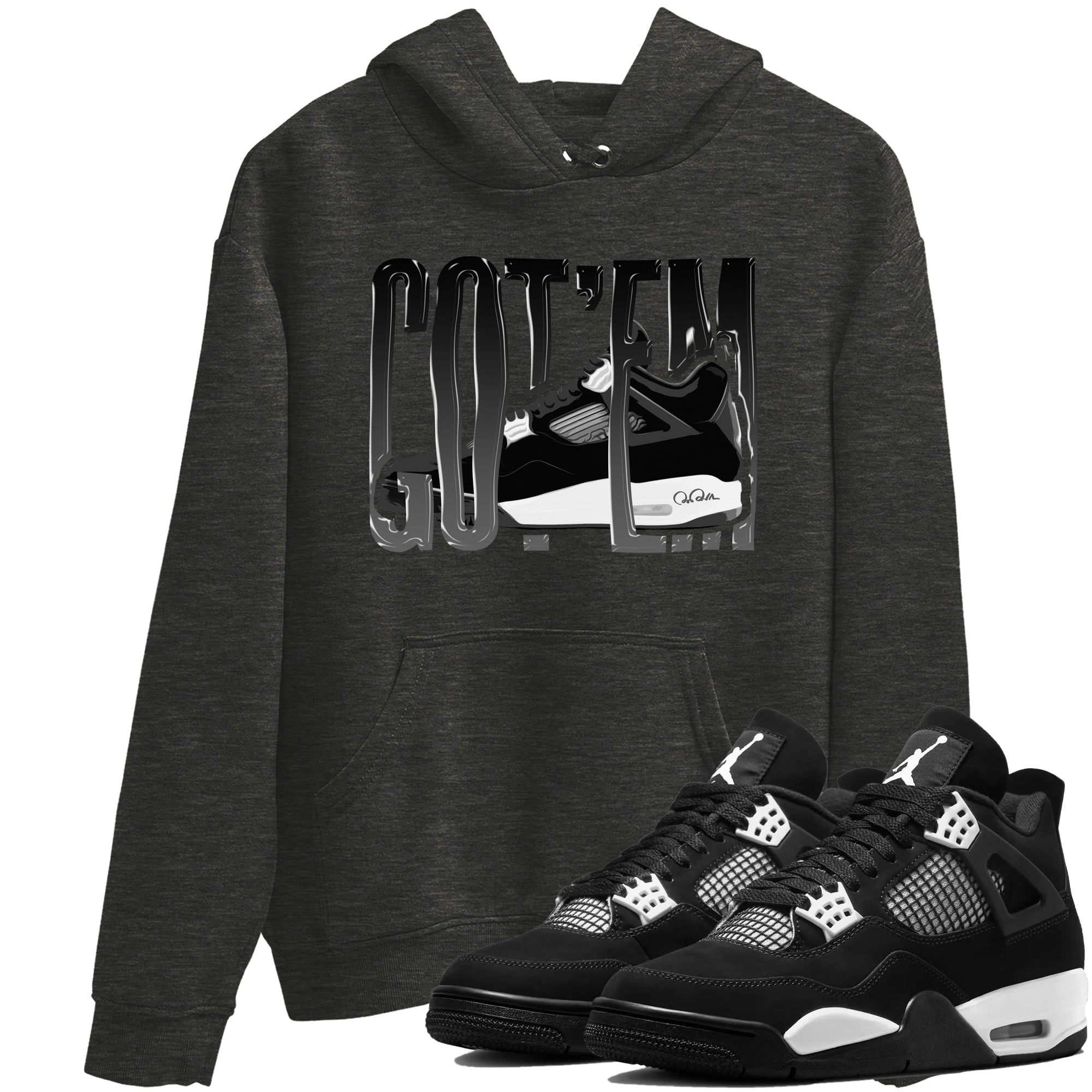 Wiggling Gotem snkmatch Tees - Air Jordan 4 White Thunder