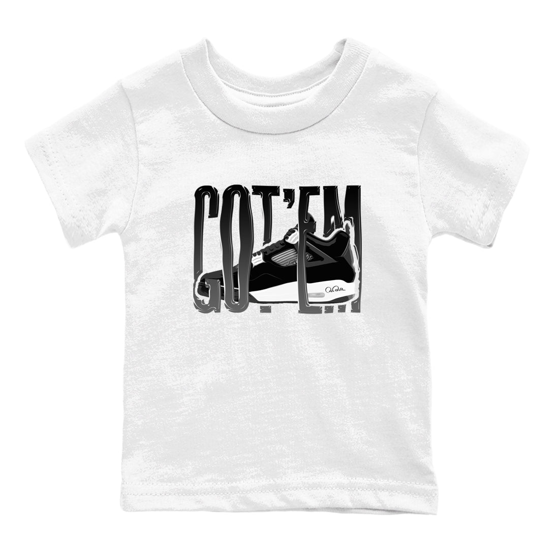 Wiggling Gotem snkmatch Tees Kids - Air Jordan 4 White Thunder