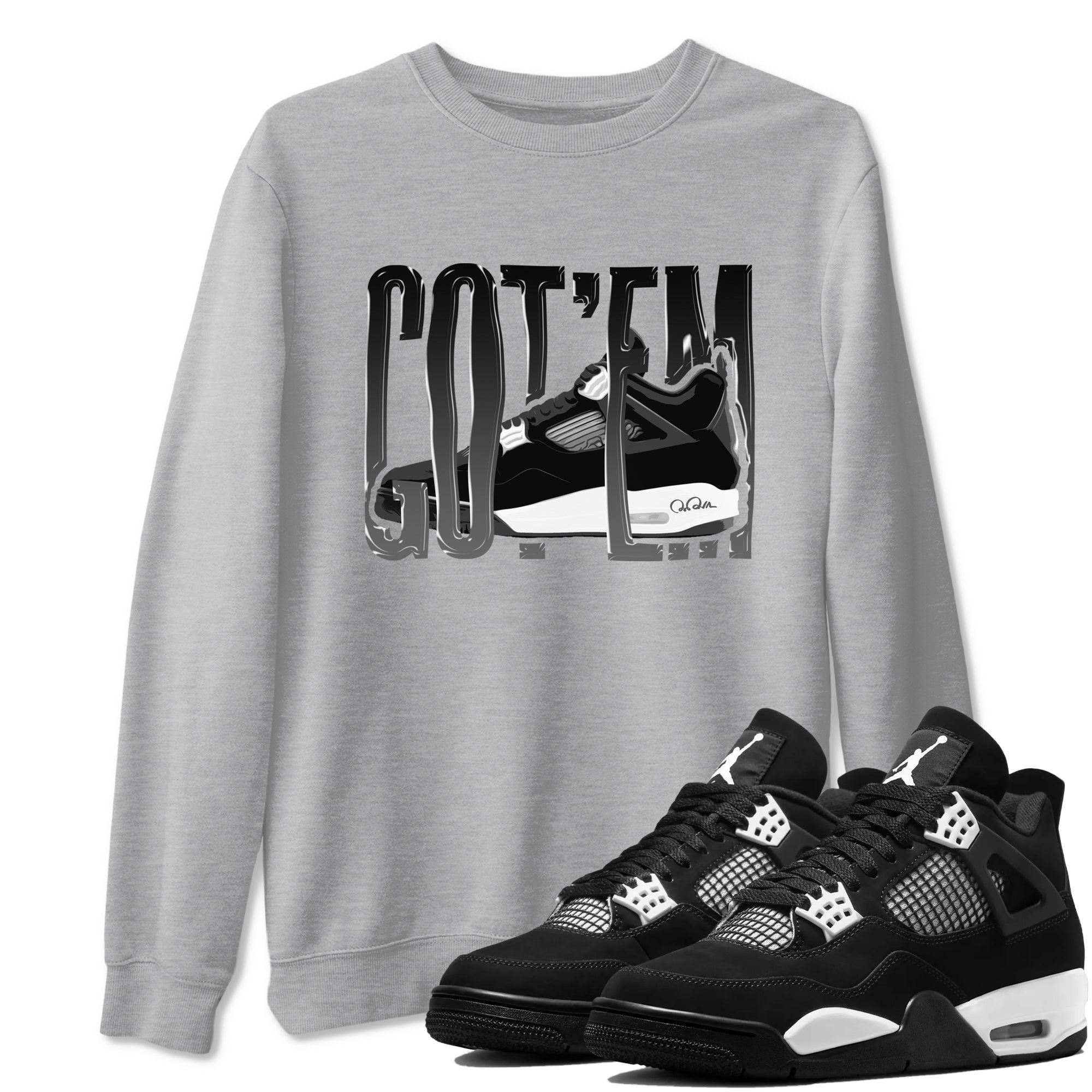 Wiggling Gotem snkmatch Tees - Air Jordan 4 White Thunder