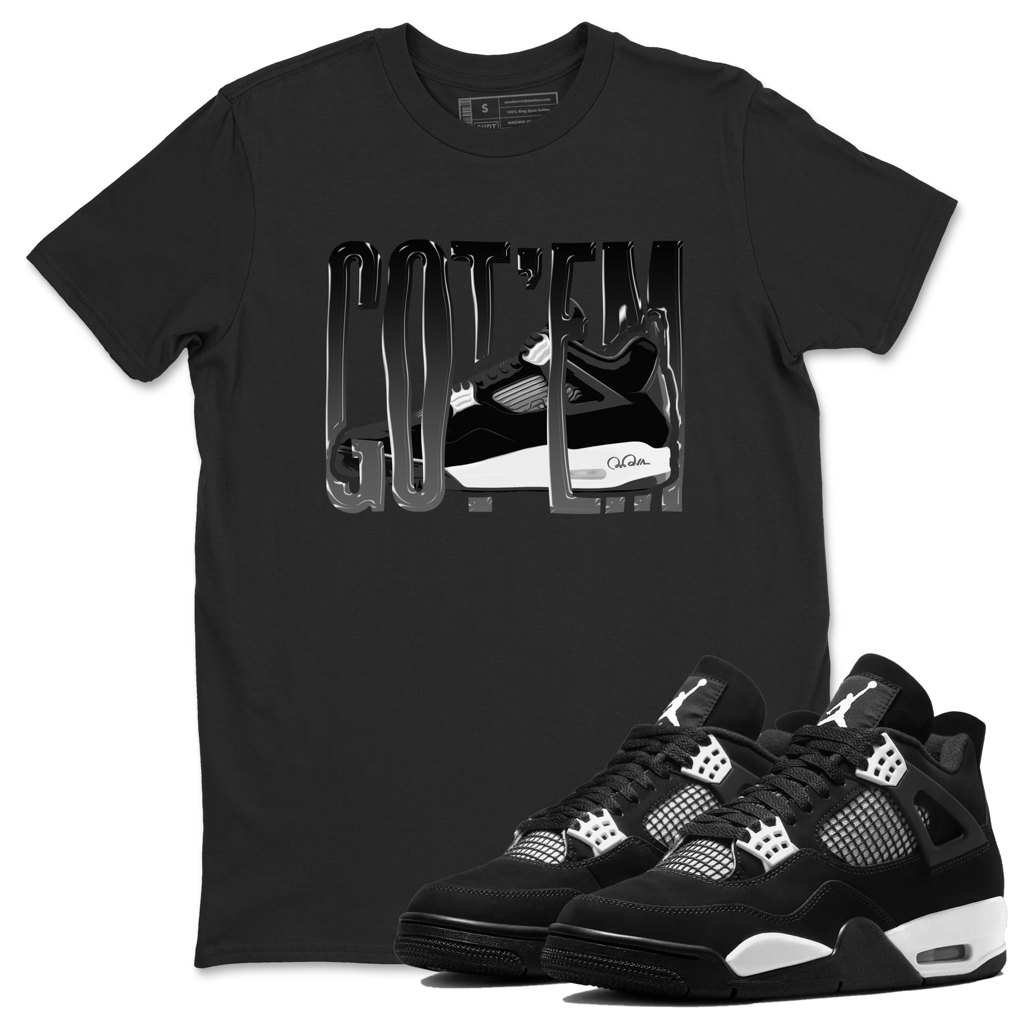 Wiggling Gotem snkmatch Tees - Air Jordan 4 White Thunder
