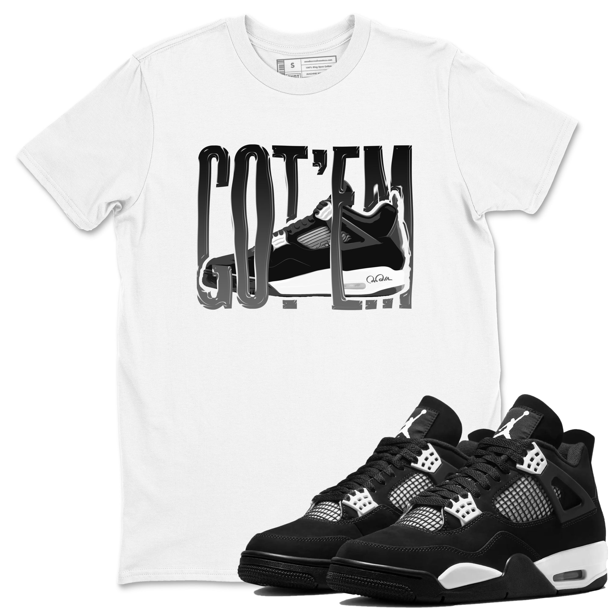 Wiggling Gotem snkmatch Tees - Air Jordan 4 White Thunder