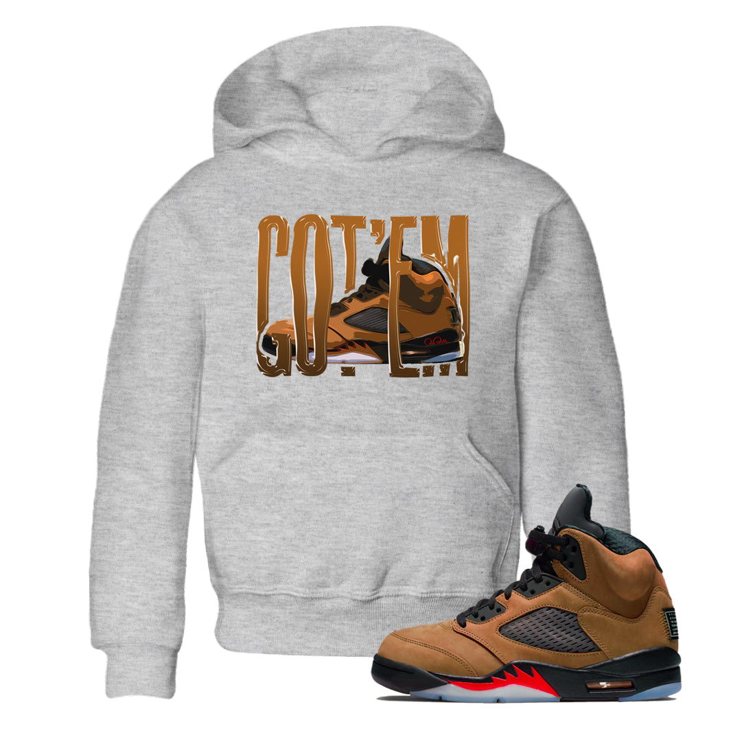 Wiggling Gotem snkmatch Tees Kids - Air Jordan 5 Archaeo Brown