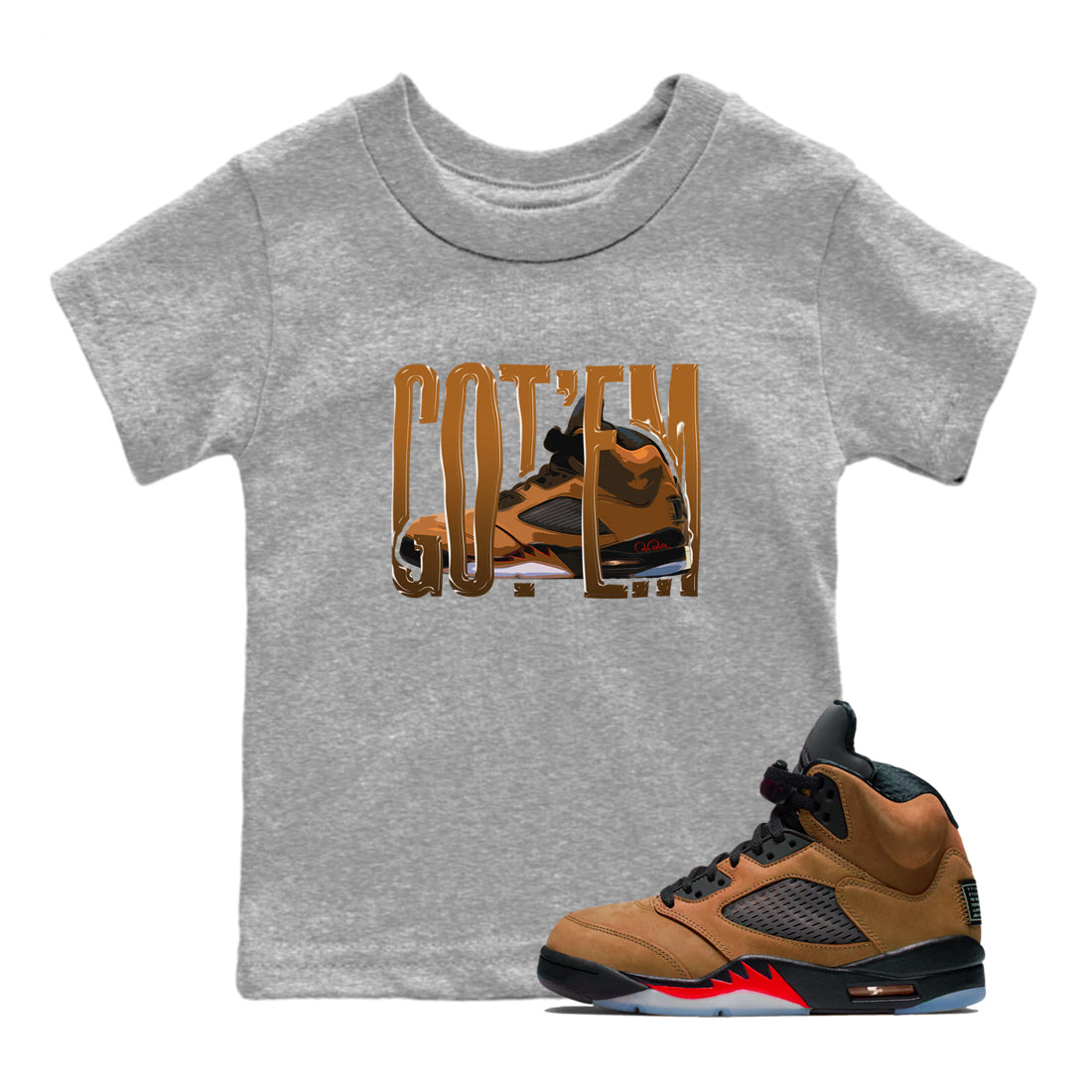 Wiggling Gotem snkmatch Tees Kids - Air Jordan 5 Archaeo Brown